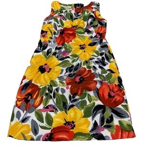 DressBarn Floral Print Sleeveless Dress | Yellow, Red, Gray | Size 10